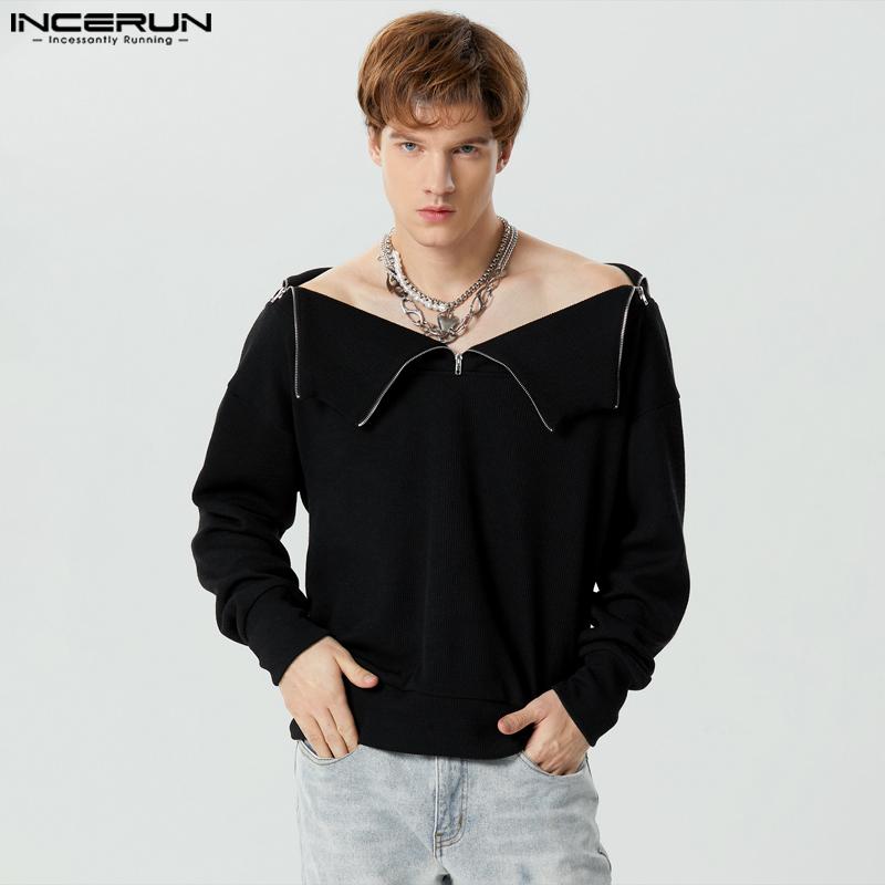 

INCERUN Мужской вязаный свитер с длинным рукавом и застежкой-молнией 3XL чёрный