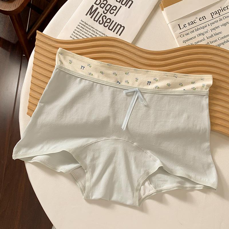 

Women s Summer Color Contrast 10A Antibacterial Extended and Wide Crotch High Waist Flat Angle Briefs XL море синього кольору