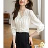 Relief New Chinese Jacquard Chiffon Shirt Breathable White Temperament Chinese Style Shirt Top
