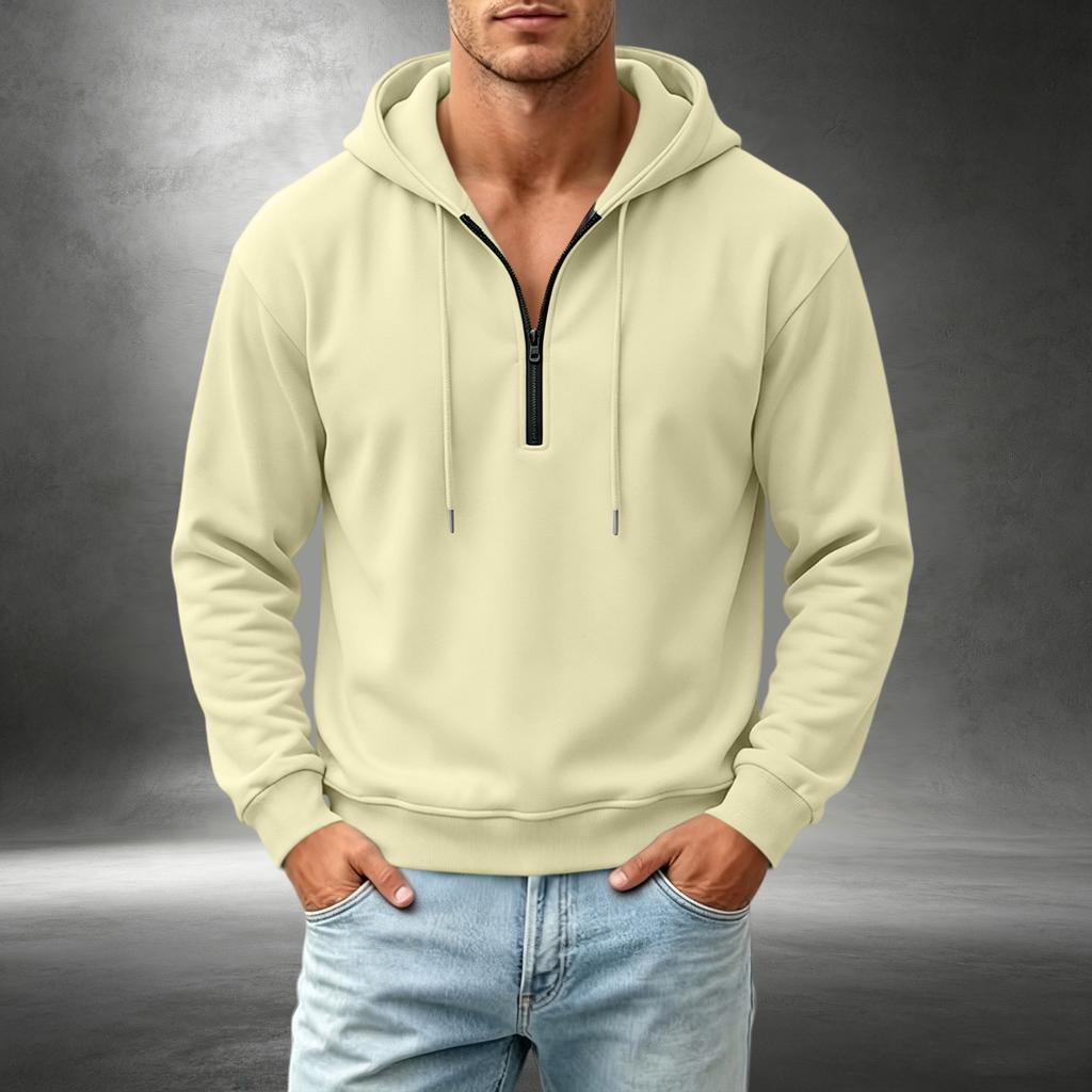 Men's Casual Quarter-Zip Hooded Sweatshirt for Everyday Wear