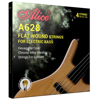 Alice Electric Bass Strings Hex Core Chrome Nickel Alloy Flat Wound Long Scale 4-String Set Medium A628(4)-M .045-.100