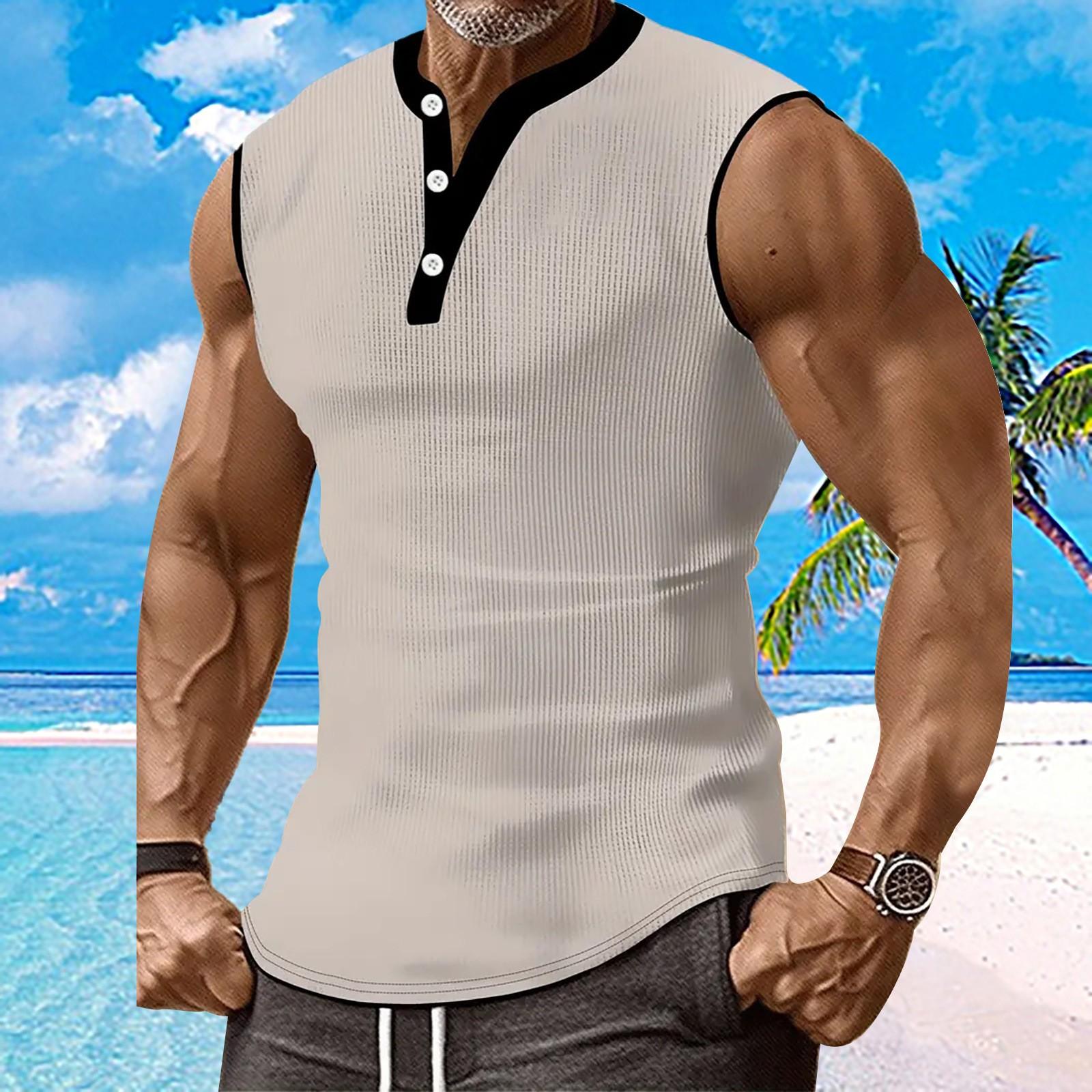 

Мужской летний жилет однотонный спортивный повседневный мужской жилет XXXL бежевый