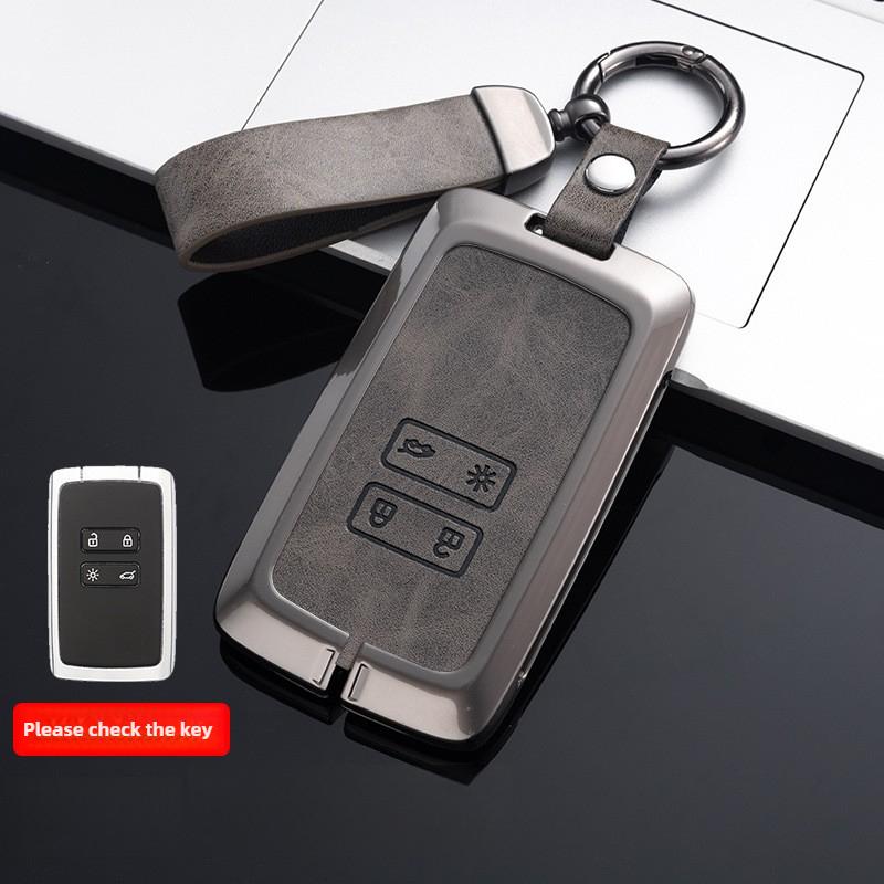 

Кожаный чехол для ключа автомобиля для Renault Austral Kadjar Clio Megane Captur Arrana Kolaos Zoe Scenic Dacia Sandero Duster Logan Jogger серый