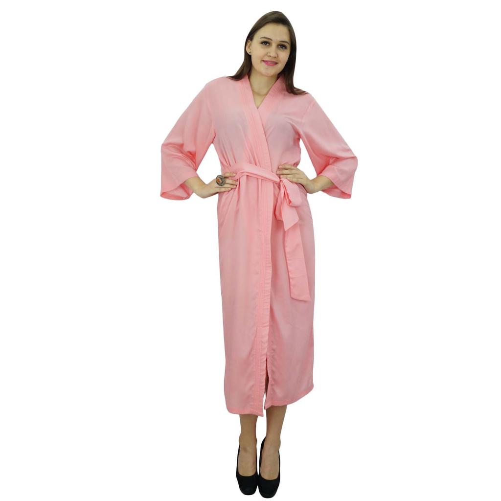 Bimba Women Long Solid Belt Robe Soft Modal Cotton Wrap Round Plain Bath
