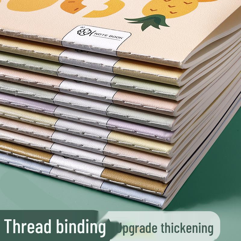 B5 Stitched A5 Cream Notebook with Thick Horizontal Lines for Students