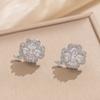 Elegantes Vollkristall vierblättriges Kleeblatt Halsketten- und Ohrstecker-Set, Minimalistischer Titanstahl Schmuck, Modisches Geschenk für Frauen