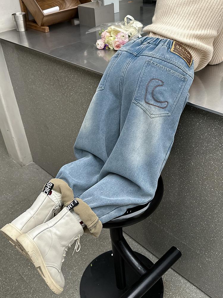 2025 Stylish Girls' Spring/Autumn Jeans - Trendy Straight-Leg Children's Trousers