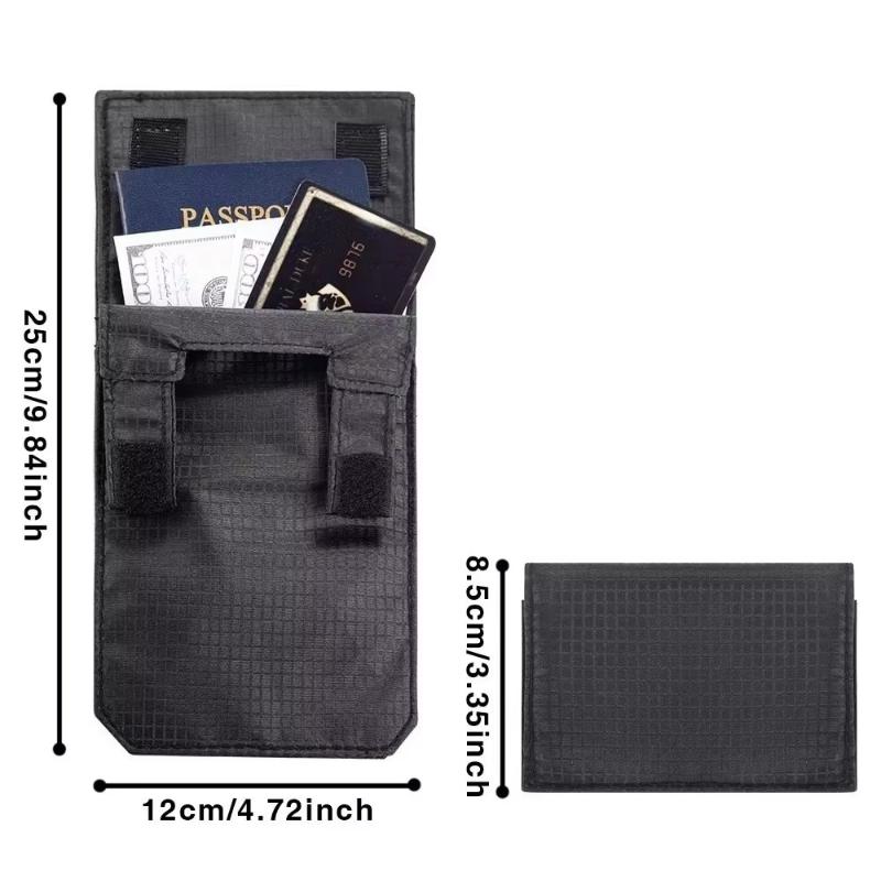 Slim Portable Anti-Theft Belt Wallet Black Hook-and-Loop Clip Hidden Pocket for Travel Outdoor Activities Daily Use