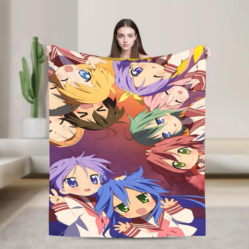 Konata izumi L-Lucky S-Star Throw Blanket Super Soft Trend Blankets For Living Room Travel Office Flannel Bedspread Bed Cover