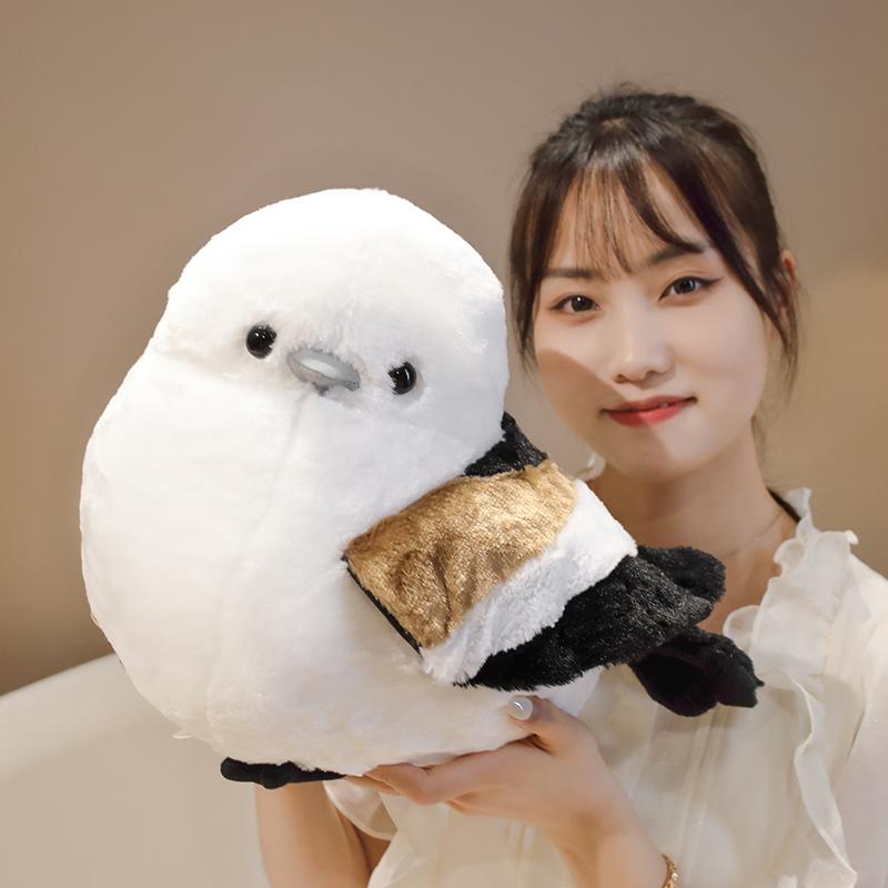 35/32cm Fatty White Titmouse Doll Plush Toy Stuffed Like Real Fluffy Bird Animal Pillow Home Decor Men Gift