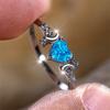 Moon Love Heart Engagement Ring Green Blue White Opal Stone Rings For Women Rose Gold Silver Color Wedding Bands Jewelry