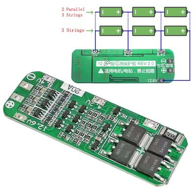 Scheda di protezione BMS per batteria agli ioni di litio 3S 20A 18650, caricabatterie, per motore trapano, modulo cella Lipo 12,6 V, 64 x 20 x 3,4 mm
