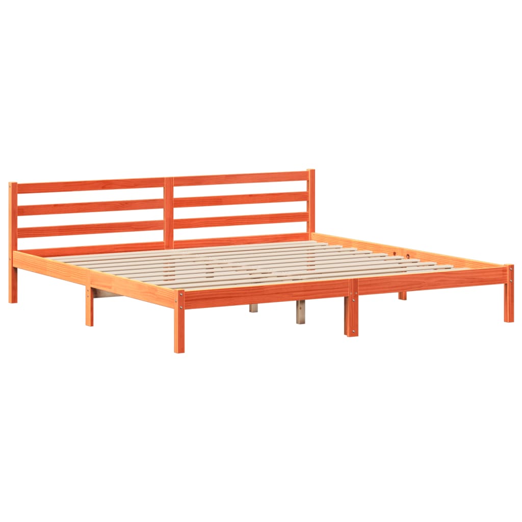 Vidaxl Bed Without Mattress, Waxed Brown, 200X200 Cm, Pine Wood