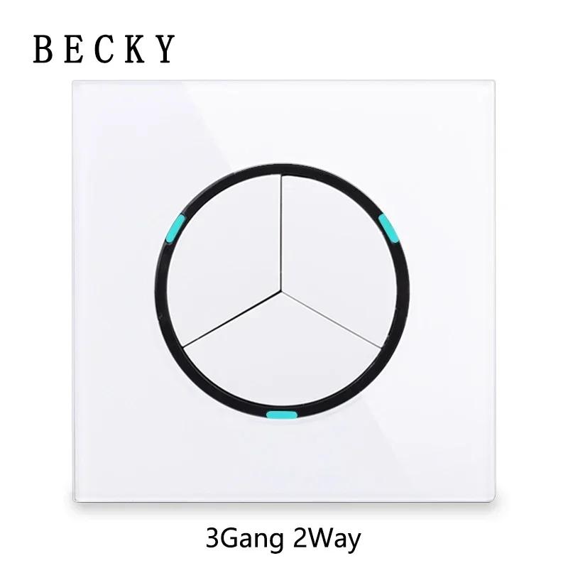 White Light for Glass Panel Switch Button, EU UK Standard Round Reset Point Switch, Bedroom Usb Switch Socket1-4gang AC110V-250V