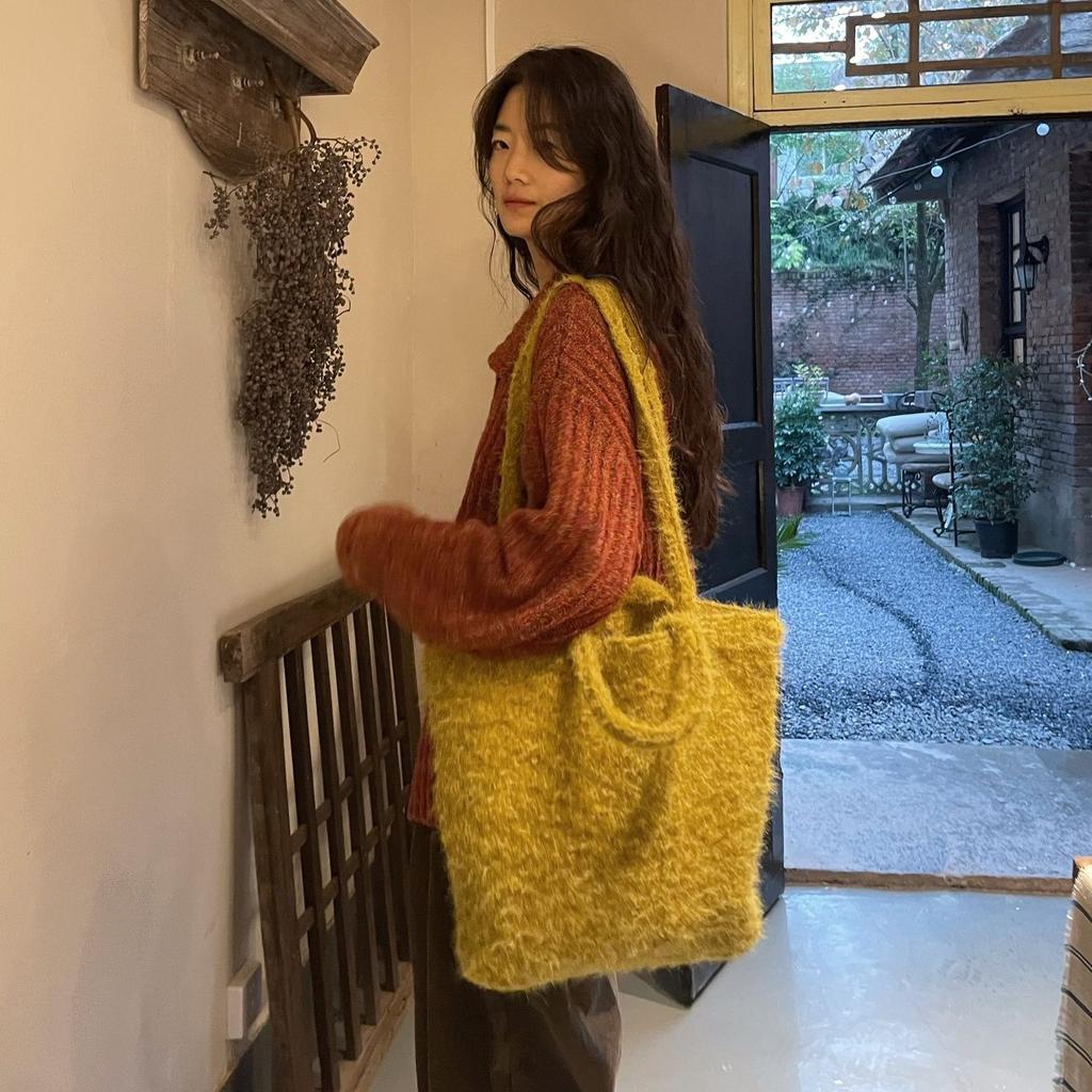 High-Capacity Tote Bag Women Autumn Winter Fried Egg Shoulder Bag Handbag Soft Travel Bag Girls