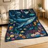 Ocean Whale Marine Life Coral Fleece Blanket Sea Life Decor