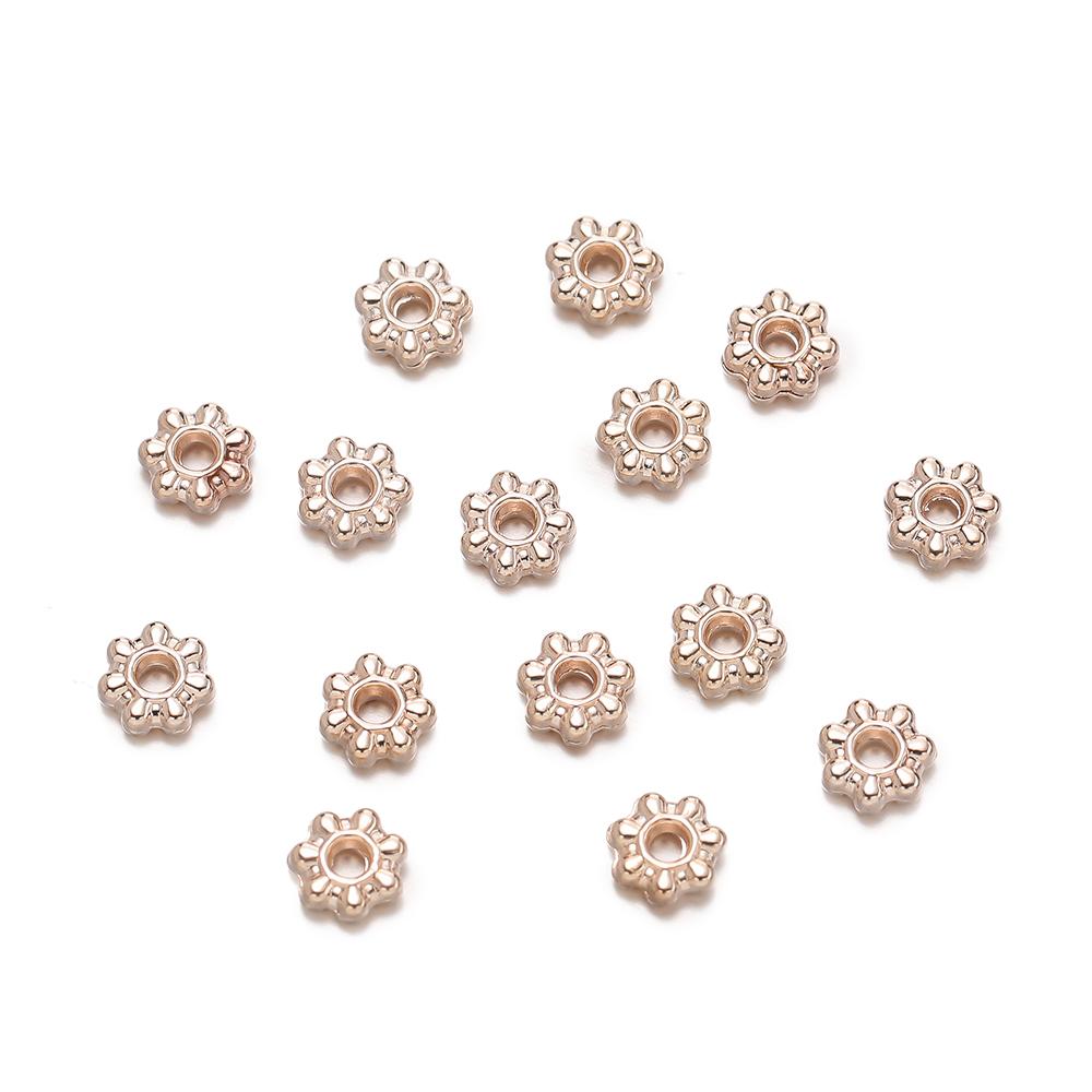 200 Stück 4/6mm Legierung Schneeflocken Perlen Blumen Abstandshalter Lose Perlen für DIY Armband Halskette Schmuckherstellung Zubehör Zubehör