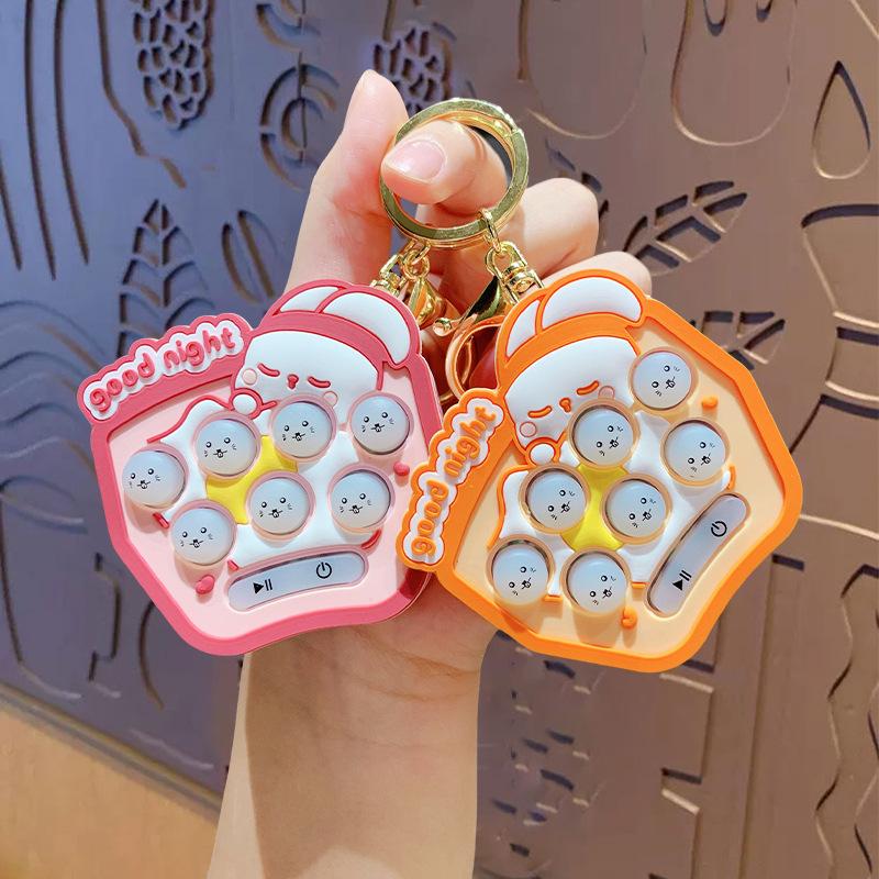Creative Bunny Decompression Gopher Machine Keychain Pendant Cartoon Children'S Puzzle Game Machine Schoolbag Pendant