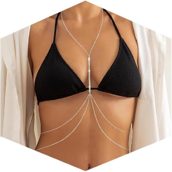 Body Chain Jewelry for Women, Layered Waist Chain for Bikinis | Sexy Body Jewelry, Adjustable Fit, Chest Belly Chain, Gold & Silver Options, Beach