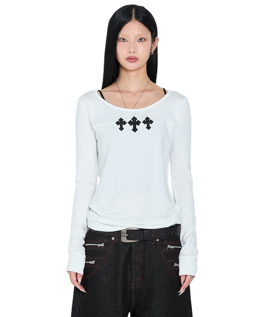 AAKAM Triple Akm Cros2 Long Sleeve (White)
