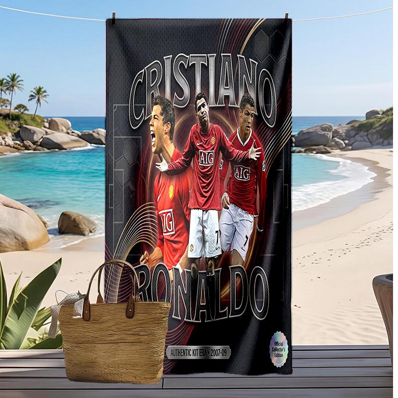 Cristiano Ronaldo Print Beach Towel Quick Dry Super Absorbent Soft Bath Towel for Swimming Beach Travel Fan Souvenir Gift