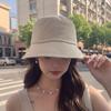 Solid color bucket hat for men and women four seasons versatile big eaves sunshade basin hat outdoor UV protection face small sunscreen hat