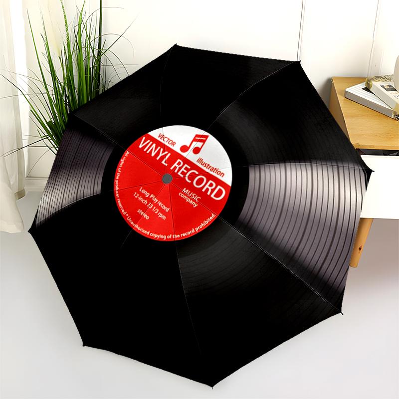 1PC Music Records Umbrella Portable Folding Umbrella Iron Frame Hole Bone Structure Outdoor Home Umbrella A5