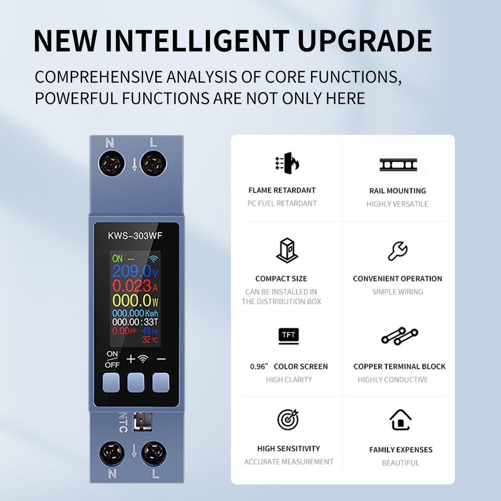 8In1 AC85-290V Voltage Current Power Meter Tuya WIFI Smart Switch Circuit Breaker 40A Power Metering Timer Relay Smart Life APP