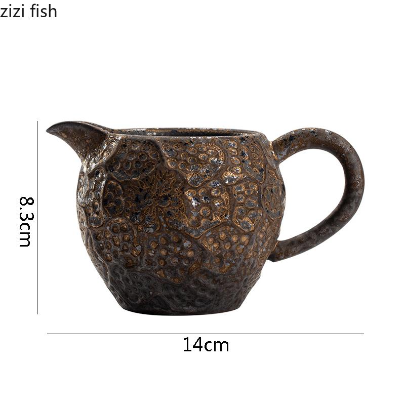 Japanese Style Rust Glazed Ceramic Teapot Retro Side Handle Fair Cup Pouring Tea Cups Kung Fu Tea Set Household Tea Infuser