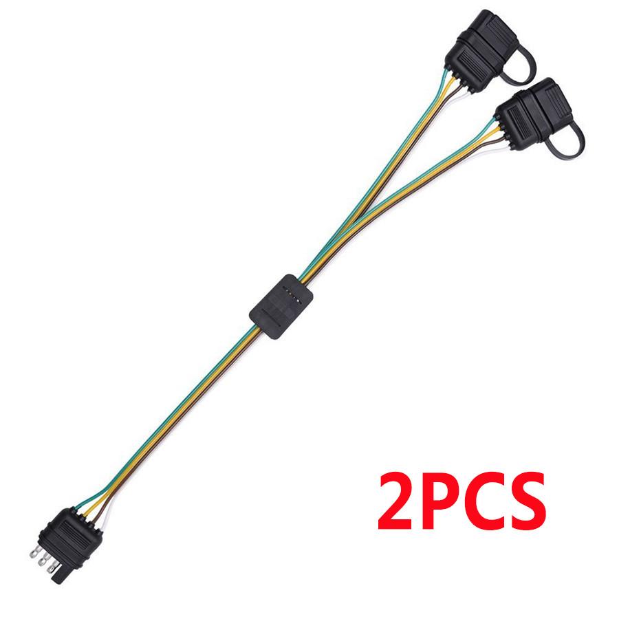 

2X 12V Flat 4-Way 4Pin Tow Trailer Truck Pickup Y-Splitter 17.5 Harness Adapter