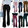 2026 Spring Summer Women's Solid Color High-Waisted Slim Fit Corduroy Bootcut Pants, Elastic Waist Casual Trousers