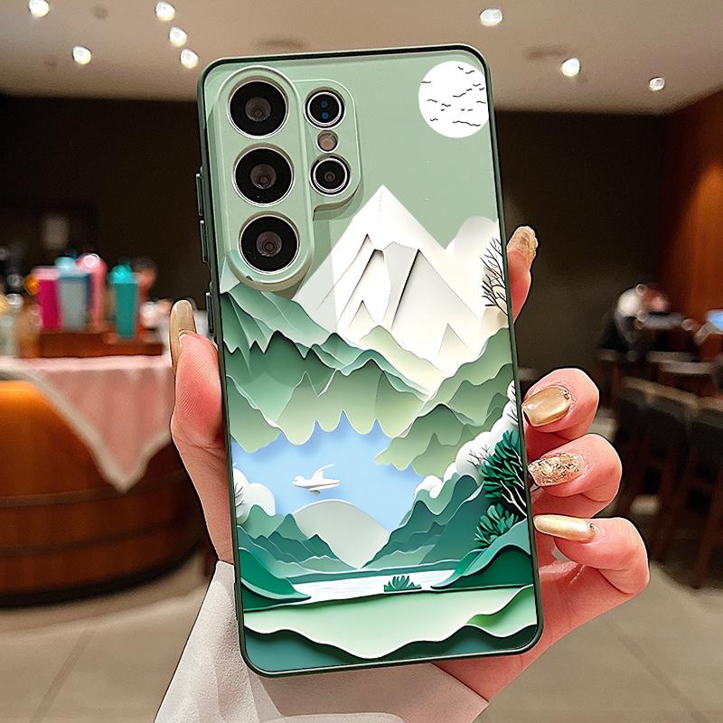 Magnetic For Magsafe Case For Samsung Galaxy S26 Ultra S25 Edge S24 Plus S23 FE S22 A17 A54 A55 A56 A57 5G Snow Mountain Scenery Pattern Cover