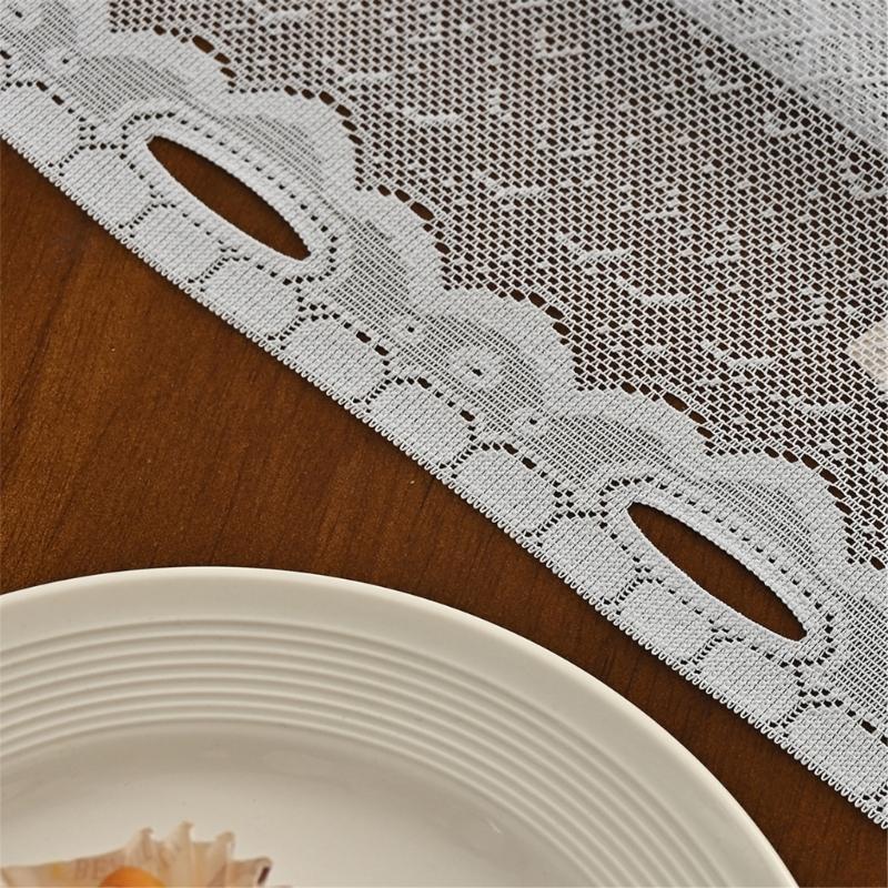  Lace Embroidered Semi Sheer Curtain 147x45cm Privacy Light Filtering Panel