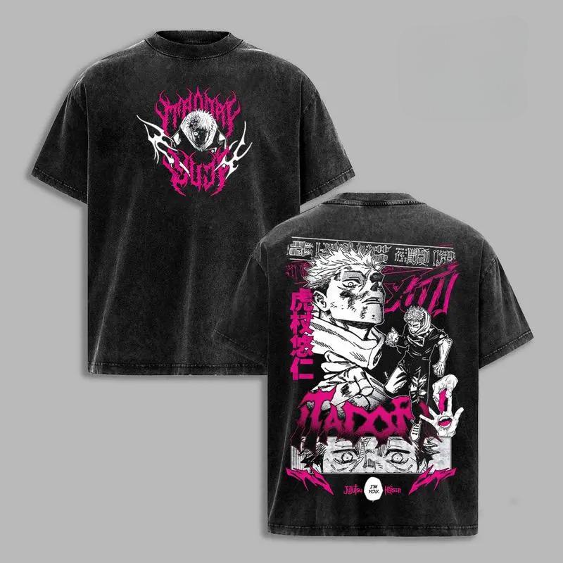 

Jujutsu Kaisen Itadori Yuji Graphic Tshirt Men Women Clothing Short Sleeve Cotton T-shirts Vintage Washed Tee Harajuku T Shirt XXL чорний