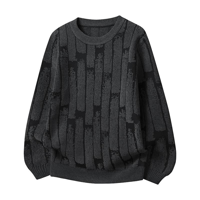 Loose Sweater Men's Round Neck Bottoming Shirt Contrasting Color Long-sleeved Pullover Autumn and Winter Fashionable Sweater Top