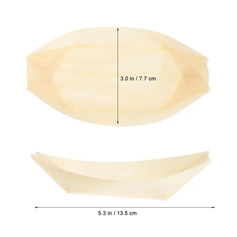 

50 шт., деревянная лодка для суши, шуши, натуральный бамбук, одноразовый каяк, тарелка для суши, поднос, салат, фрукты, десерт, сосна, торт, лодочка, миска для закусок 50pcs