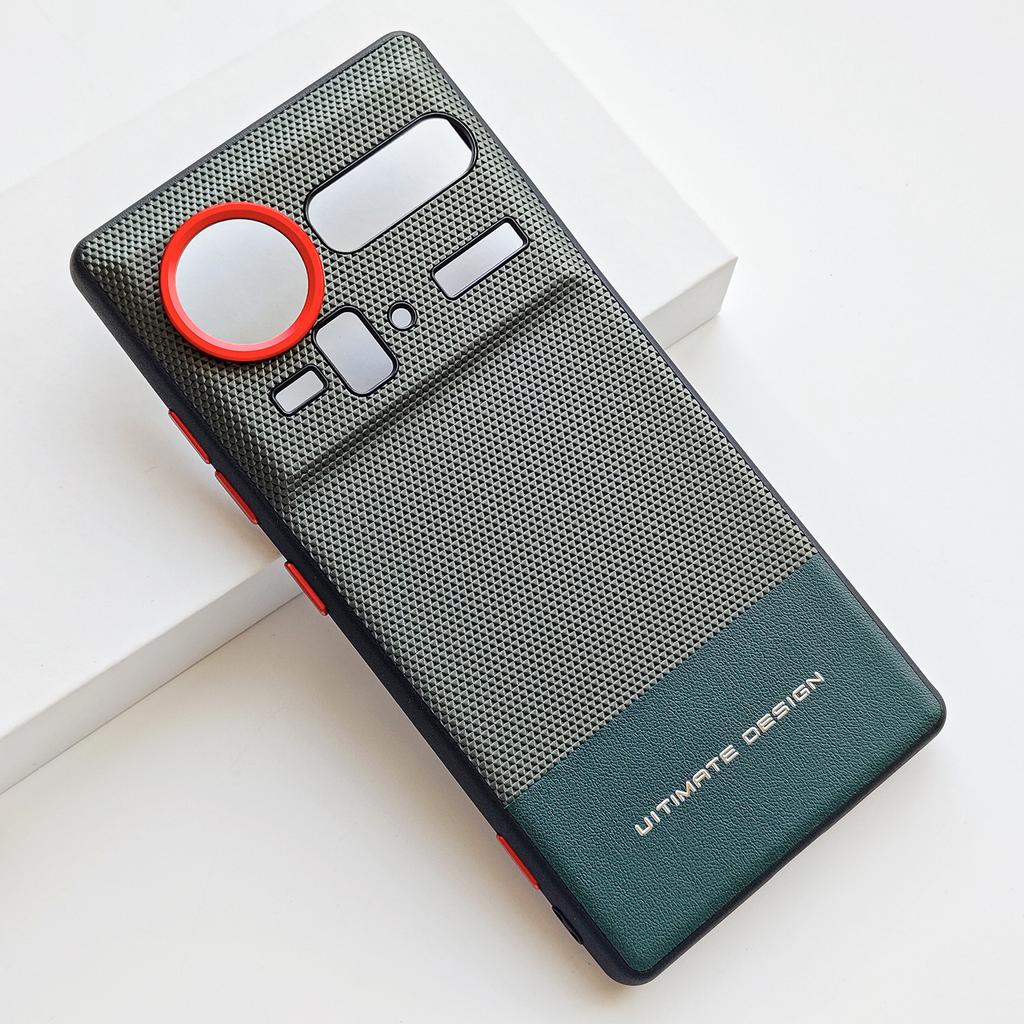 Pentru ZTE Nubia Z80 Z70 Z70S Ultra Piele PU Prietenoasă cu Pielea Taste în Culori Contrastante Ramă Cameră Spate Protector Capac Moale