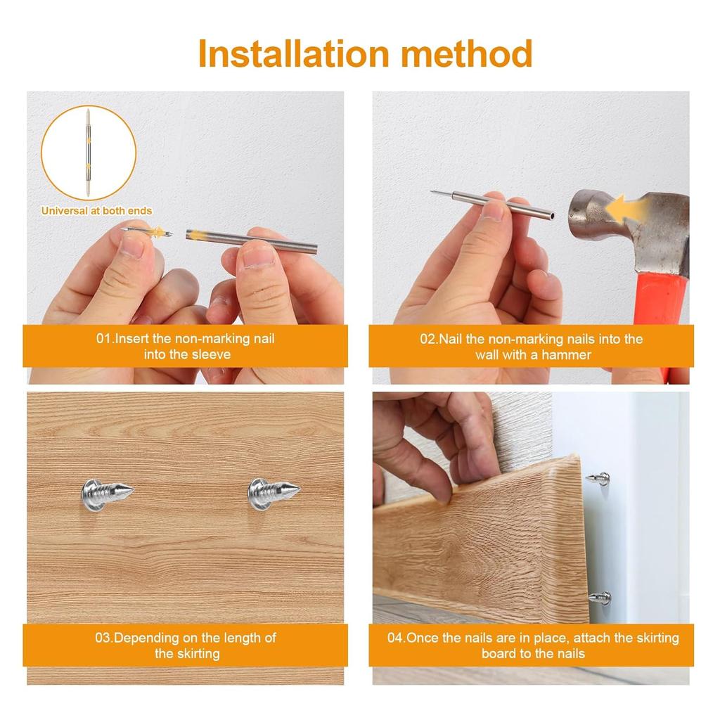 Double-ended Skirting Seamless Nails Double-ended Nails Invisible Screws Furniture Hardware Fixing Accessories 400pcs 4 Tools