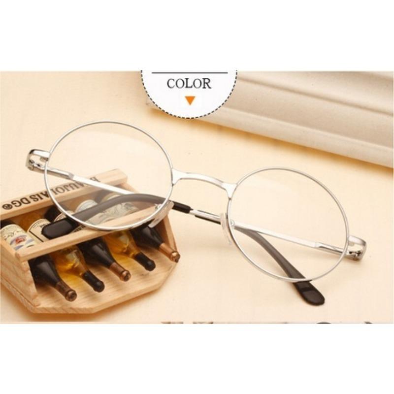 

New Design Vintage Women Frames Frames Plain Mirror Big Round Optical Metal Frames For Girl Glasses Female Transparent Lens срібний