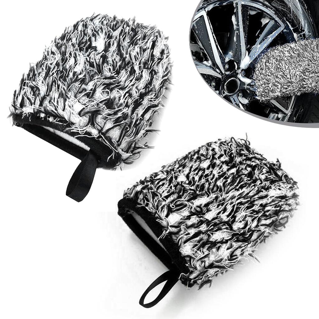 Car Wash Mitt, Set of 2, Car Wash Gloves, Wheel Mitt, Microfiber, Multi-functional Car