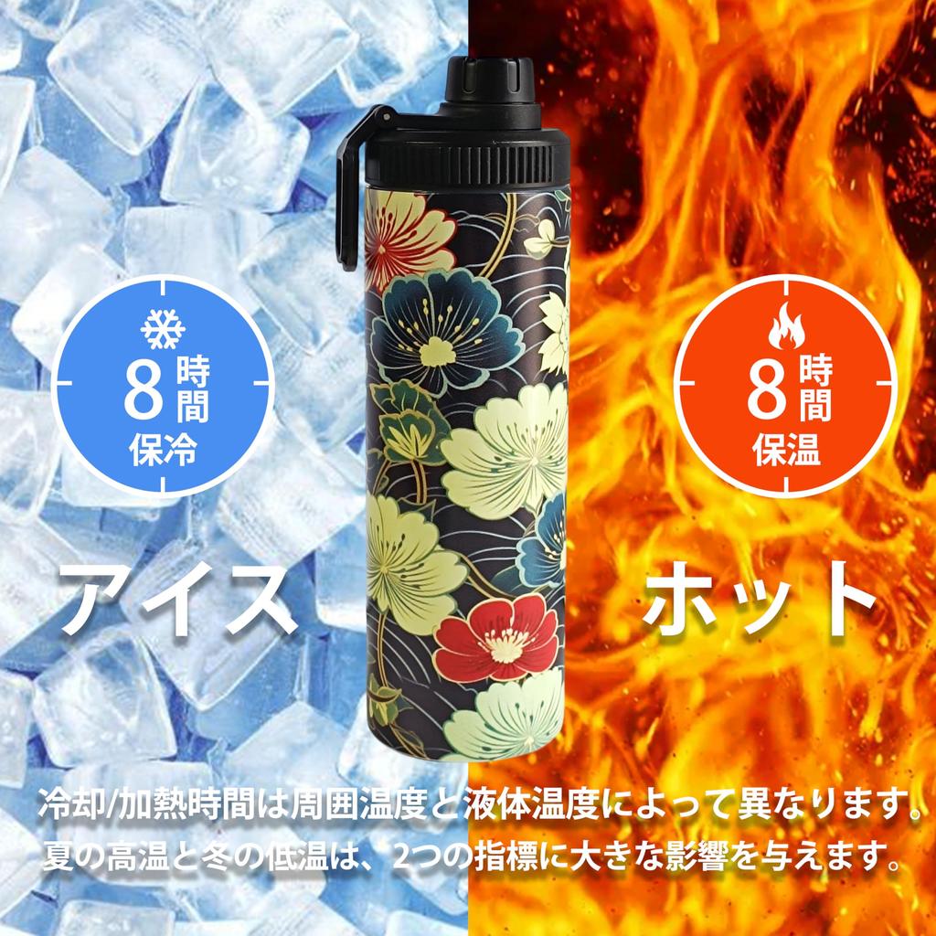 600ml Insulated Tumbler with 3 Leak-Proof Lids & Straws, Traditional Japanese Design, Vacuum Insulated, Keeps Drinks Hot or Cold, Perfect for Gifts,