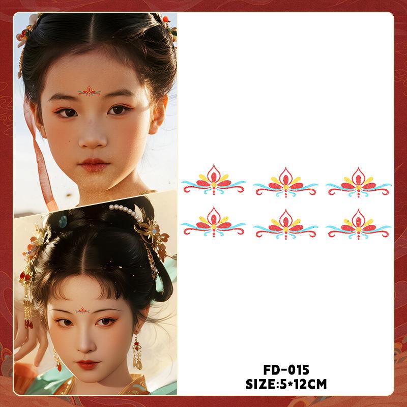 Ancient Style Dunhuang Glitter Face and Forehead Tattoo Stickers for Hanfu Costumes