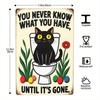 Funny Black Cat Toilet Tin Metal Wall Art Home Decor Bathroom Living Room Kitchen