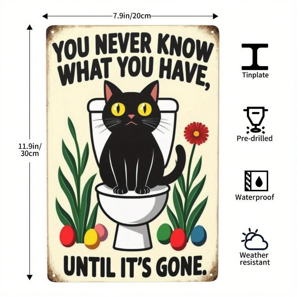 Funny Black Cat Toilet Tin Metal Wall Art Home Decor Bathroom Living Room Kitchen