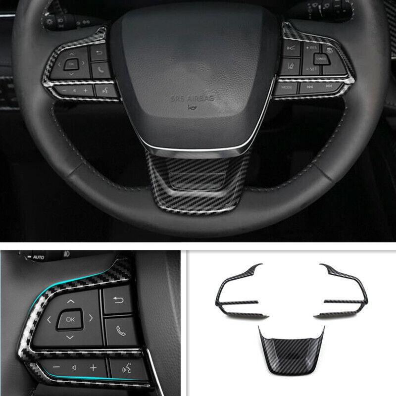 Carbon fiber internal Steering Wheel Trim 3pcs For Toyota Grand Highlander
