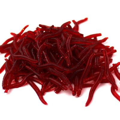 50pcs Red Worms Fishing Lures Artificial Soft Fishing Bait 1.4inches(3.5cm)