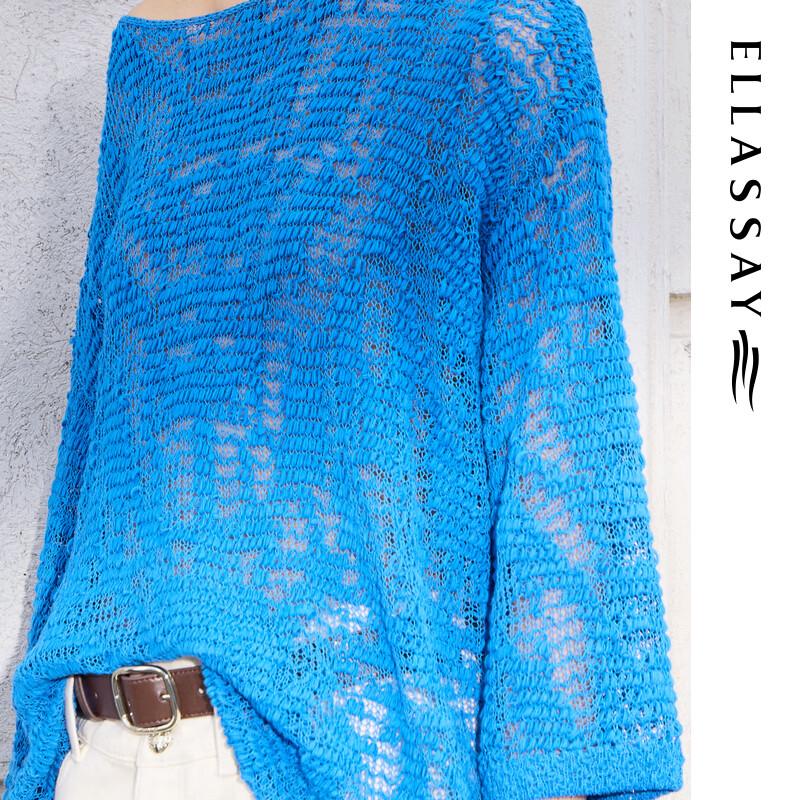 ELLASSAY Women's Summer Hollow-Out Knit Pullover