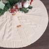 White Knitting Christmas Tree Skirts Tree Base Cover 61/92cm Diameter with Button Fastening Holiday Room Decorations