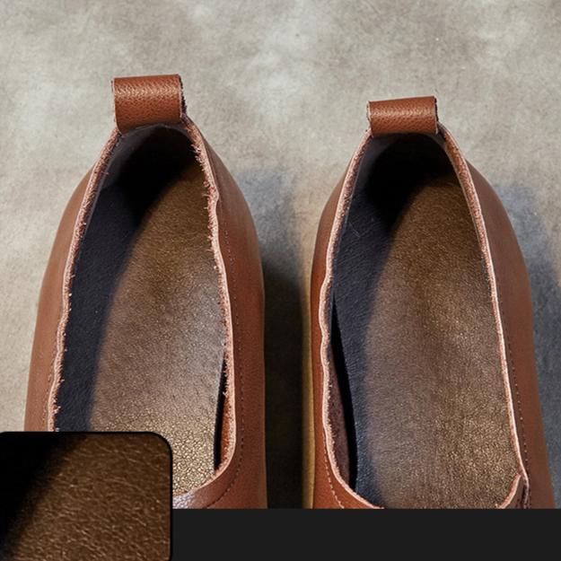 Women's Shoes Head Cowhide Leather Shoes Handmade Flat Shoes Single Shoes Leather Shoes