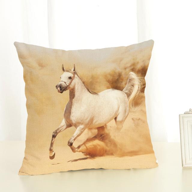 Neue Kissenhülle mit Pferde-Aufdruck Baumwolle Leinen Cartoon-Pferd Dekorative Kissenhülle für Sofa Almohada Zt139